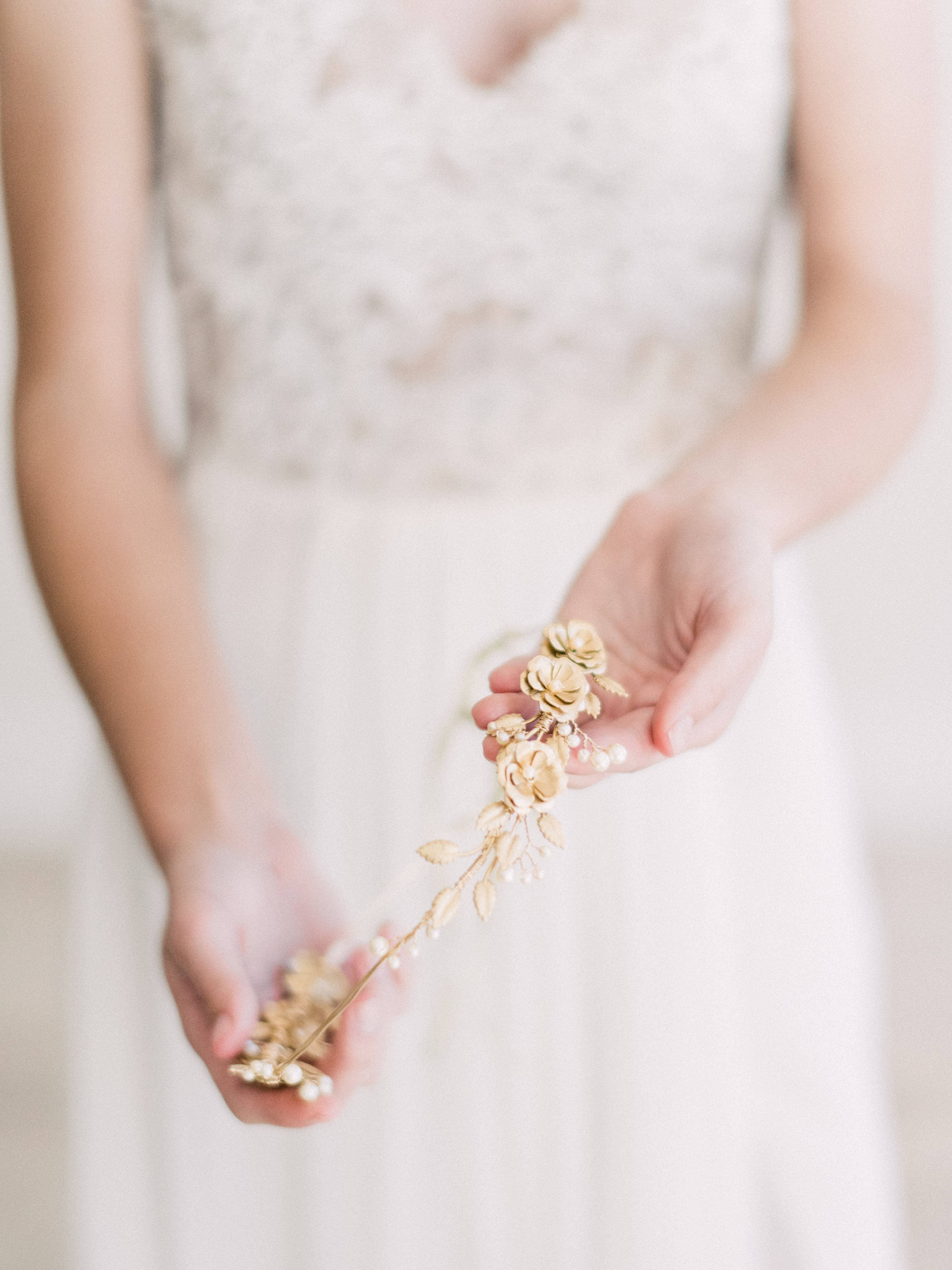 Acute Designs - Vendita all'ingrosso Fascia per capelli - Donna - Cerchietto da sposa con rosa e perla color crema7