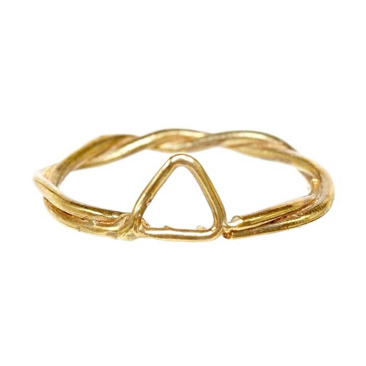 Gold - Rope Ring W/ Triangle for wholesale by Alicia Marilyn Designs