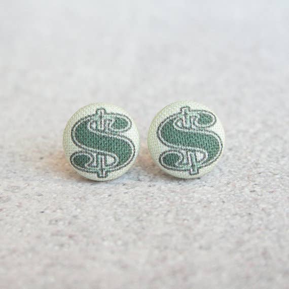 Rachel O's - Wholesale Stud/Post Earrings - Money Fabric Button Earrings