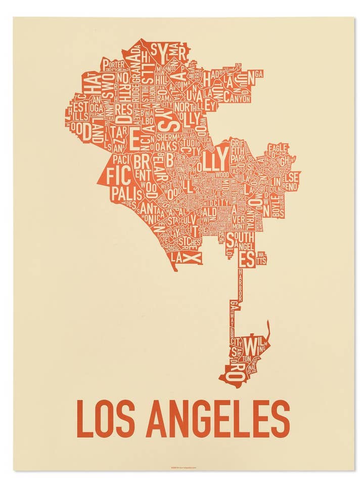 Póster de 45 x 61 cm, diseño de mapa del barrio de Los Ángeles para venta al por mayor de Ork Posters