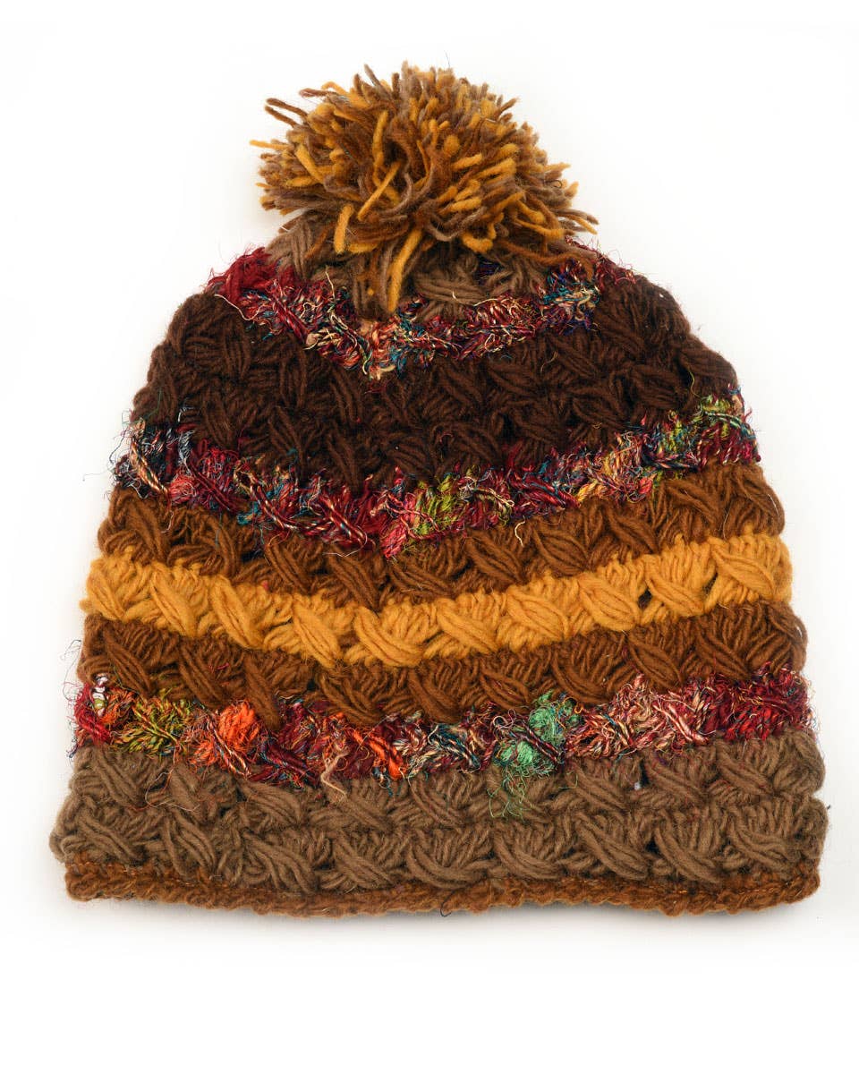 Zig Zag Asian Collection - Wholesale Beanie - Women's - Crochet Beanie Hat with Silk6