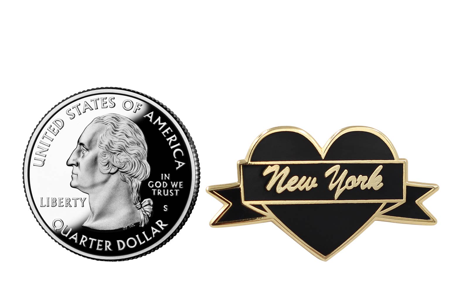 Real Sic - Wholesale Lapel Pin/Button - I Heart New York – Black & Gold City Pin1