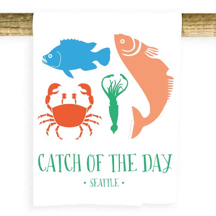 Serviette de fruits de mer Pike Place Market pour la vente par Potluck Press