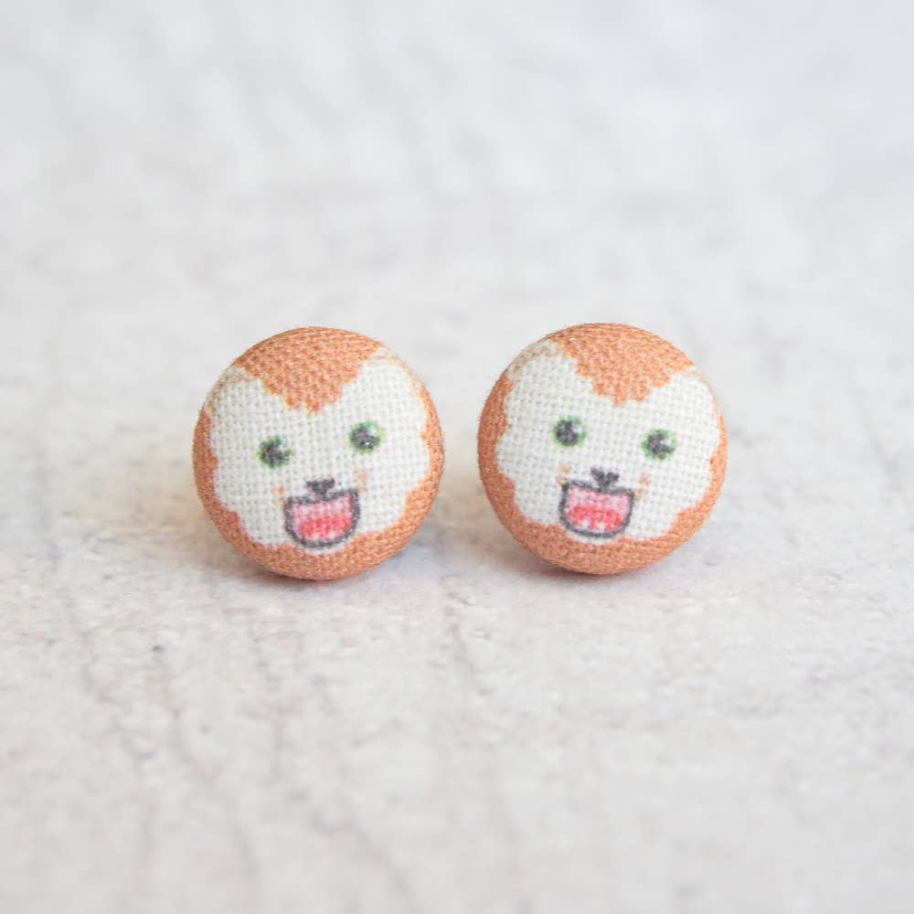 Rachel O's - Wholesale Stud/Post Earrings - Lion Fabric Button Earrings
