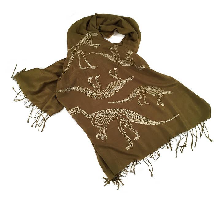Cyberoptix Tie Lab - Wholesale Scarf - Unisex - Dinosaur Bones Scarf, Linen Weave Pashmina0