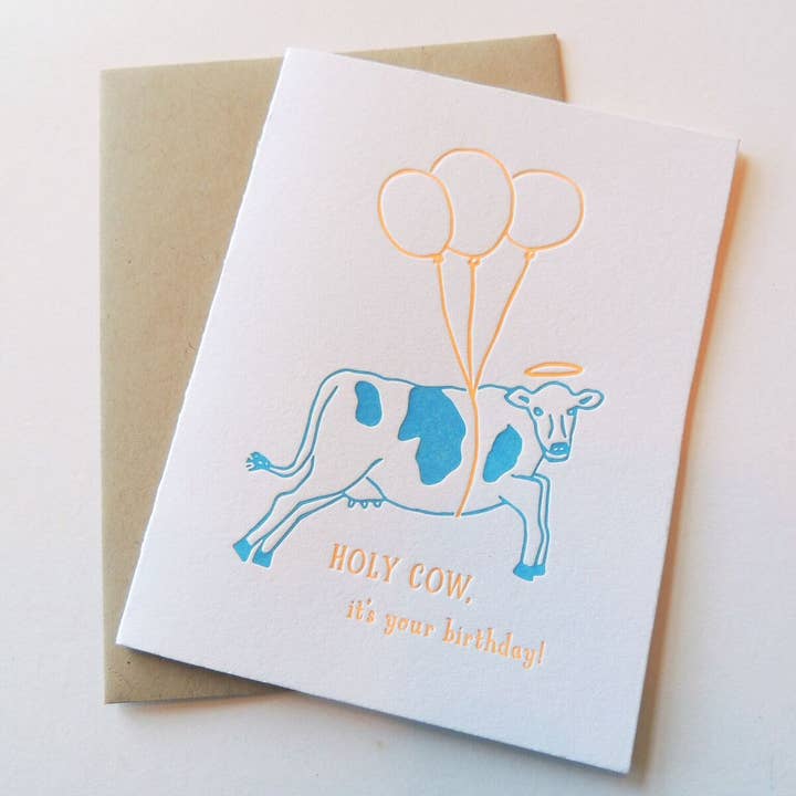 Holy Cow Birthday Card for wholesale by Harken Press
