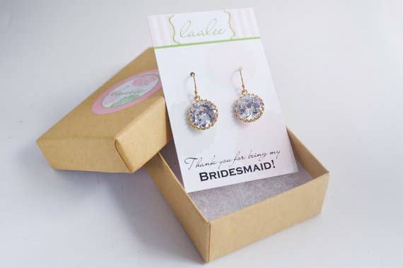 Laalee Jewelry - Wholesale Dangle Earrings - Gold Crystal Clear Round Earrings2