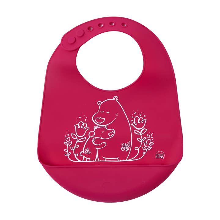 modern-twist - Wholesale Bib - Baby - Bucket Bib: Bears - Berry Pink1
