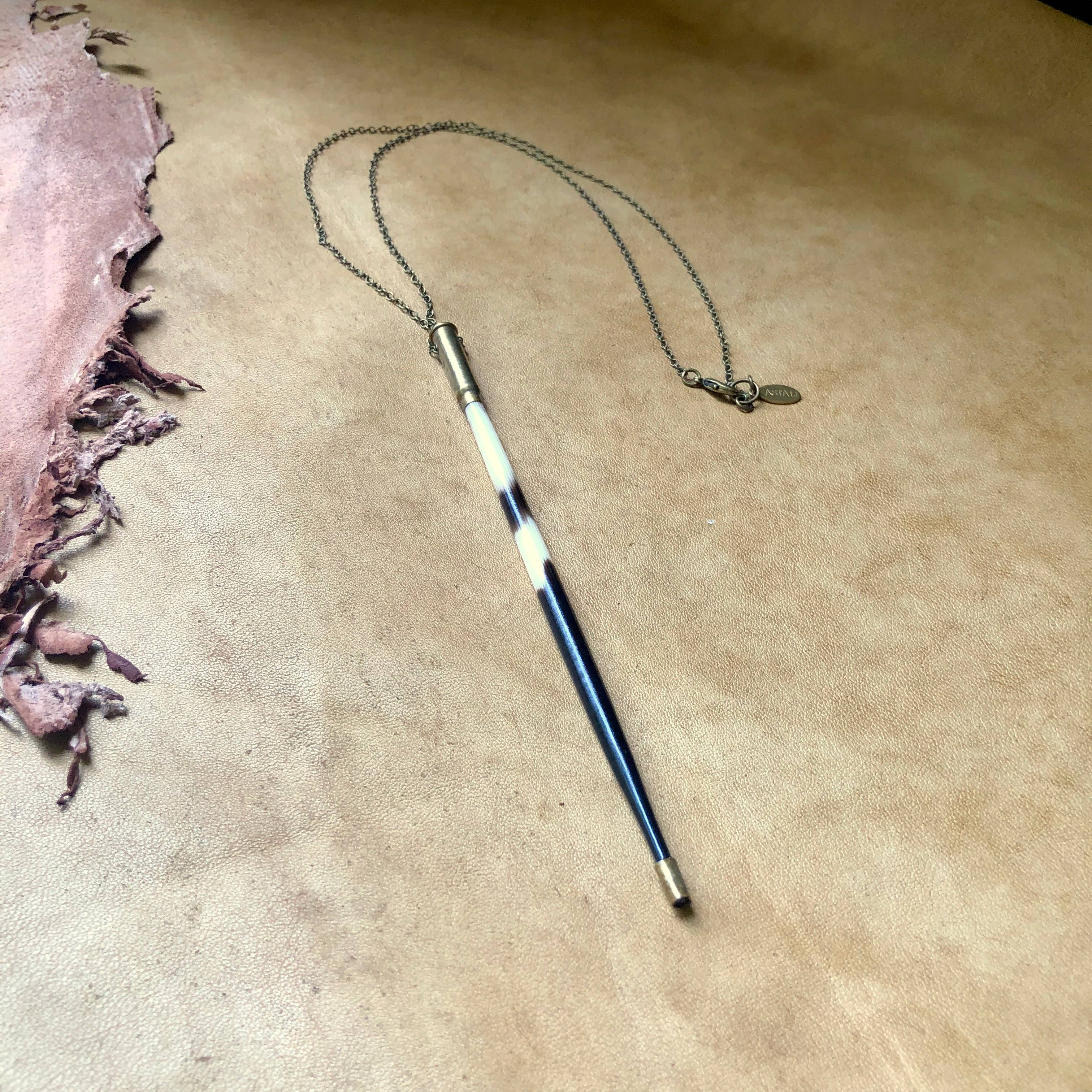 ASTALI - Wholesale Pendant/Charm Necklace - Porcupine Quill In Bullet Necklace, Black/Brown & Ivory10