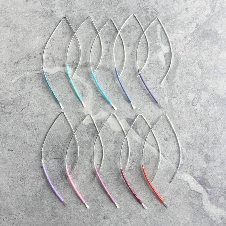 Créoles Marquis amplifiées, en argent sterling/Colors pour la vente par LITVA'S Jewelry