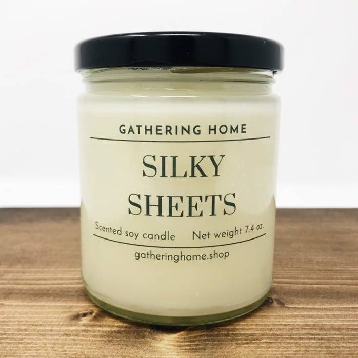 Silky Sheets 9 oz. Soy Candle for wholesale by Gathering Home Designs