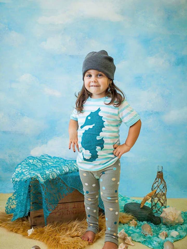 Stribet Seahorse Toddler og Kids Shirt for engroshandel hos Doodle Pants