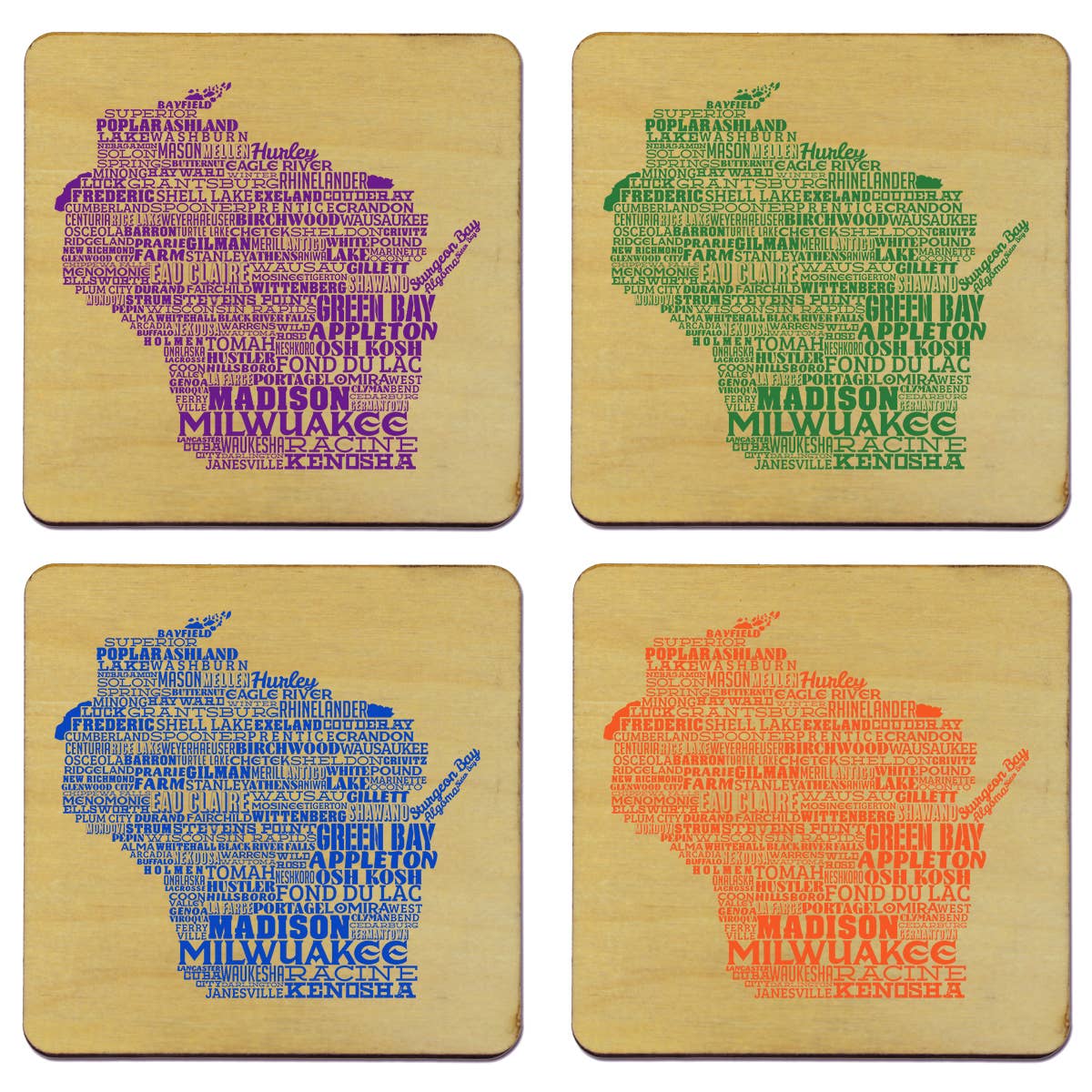 Torched Products - Wholesale Coasters - State Typography Coaster- Set of 449