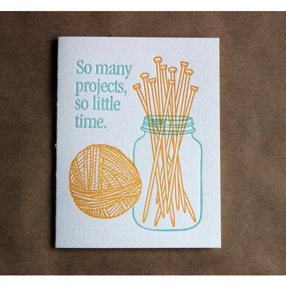 Yarn Jar of Needles - letterpress card for wholesale by Lucky Bee Press