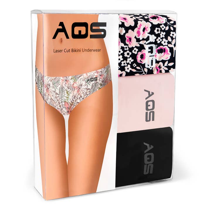 AQS Brand Inc. - Venta al por mayor Ropa interior - Mujer - AQS - Ropa interior sin costuras (3 unidades), diseño de flores de cerezo, rosa y negro2