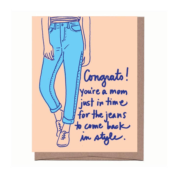 New Mom Jeans Card for wholesale by La Familia Green