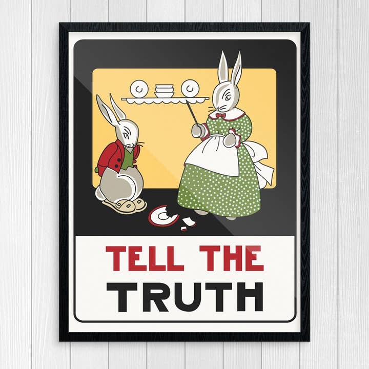 Fridgedoor - Wholesale Art Print - 11'' x 14'' Tell The Truth Bunnies Print