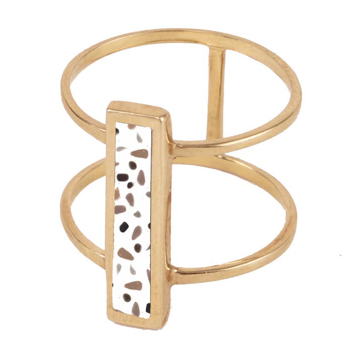 Neutral Terrazzo Mod Ring for wholesale by Marionwild Jewelry
