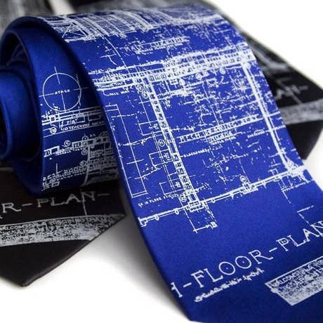 Cyberoptix Tie Lab - Wholesale Necktie - Men's - Blueprint Necktie. Detroit's Cass Tech Silk Tie