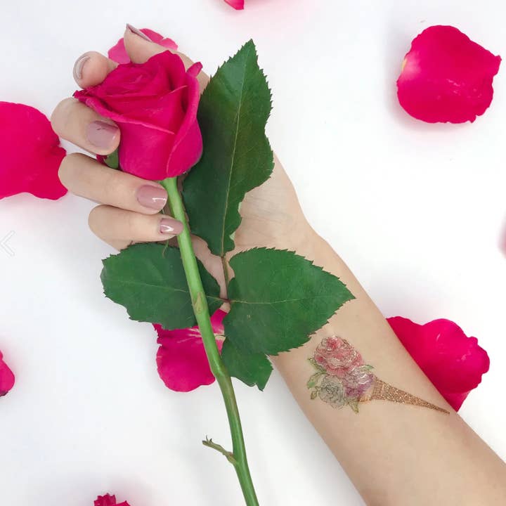 PAPERSELF - Vendita all'ingrosso Tatuaggi temporanei - Adesivi temporanei per tatuaggi floreali gelato