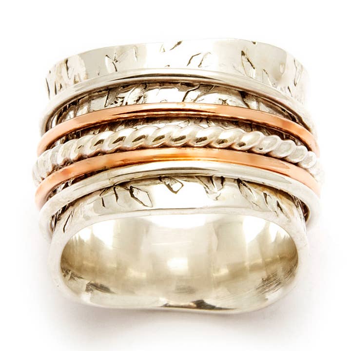 Spinning Ring With Copper And Ball Accent Wire for wholesale by Tamara Kelly Designs