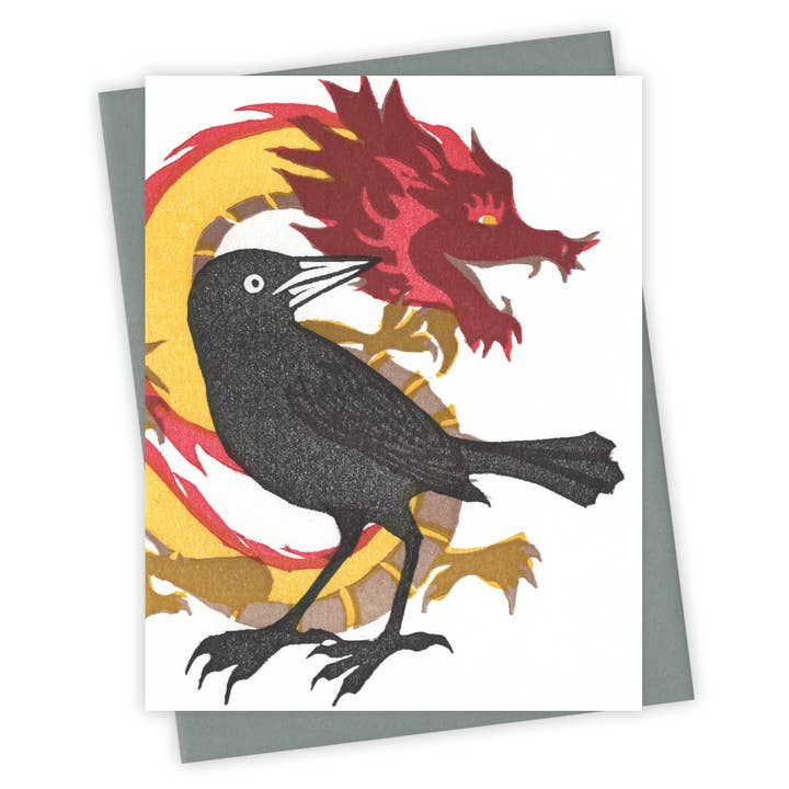 Carte Dragon Grackle pour la vente par Burdock & Bramble