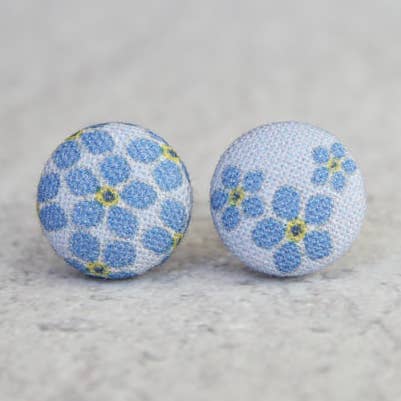 Forget Me Not Fabric Button Earrings for wholesale by Rachel O's