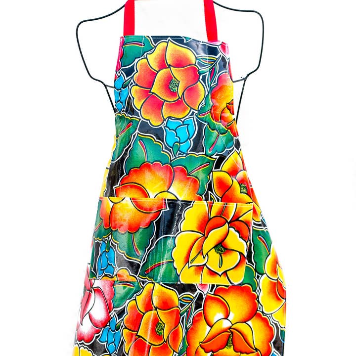 Black Tehuana Apron for wholesale by Oilcloth International