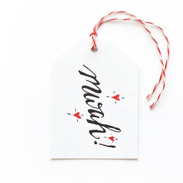 Wild Ink Press - Wholesale Gift Tag - Mwah Letterpress Printed Gift Tag in Two Colors0