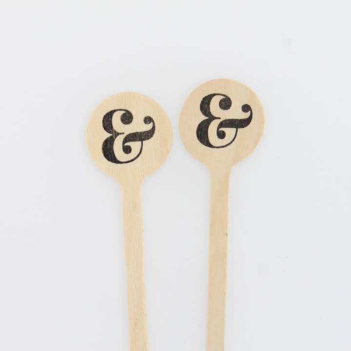 Ampersand "&" Symbol Wooden Drink Stirrers for wholesale by Tulle and Twig