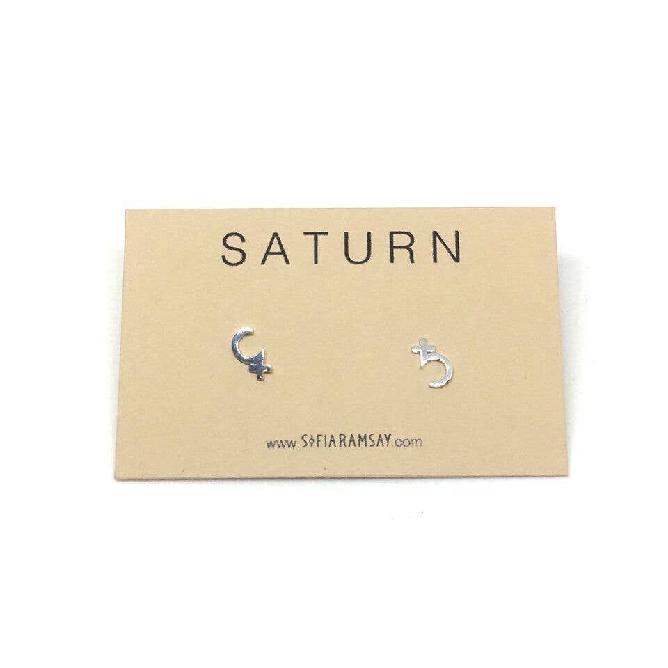 Sofia Ramsay - Wholesale Stud/Post Earrings - Planet Symbol Geometric Stud Earrings .925 Sterling Silver5