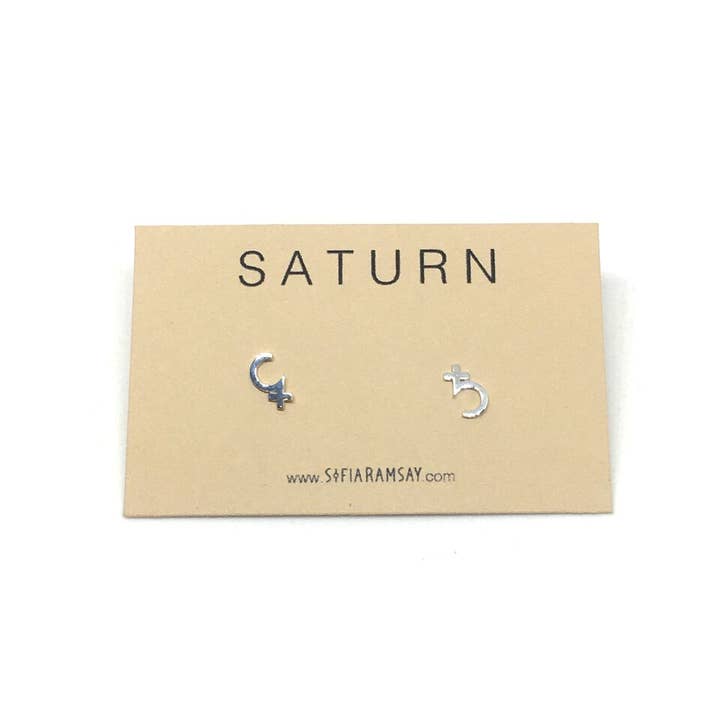 Sofia Ramsay - Wholesale Stud/Post Earrings - Planet Symbol Geometric Stud Earrings .925 Sterling Silver5