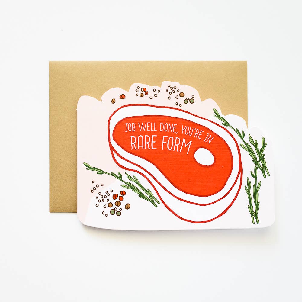 ILOOTPAPERIE - Wholesale Congratulations Card - You're in Rare Form Steak Die Cut Congratulations Card