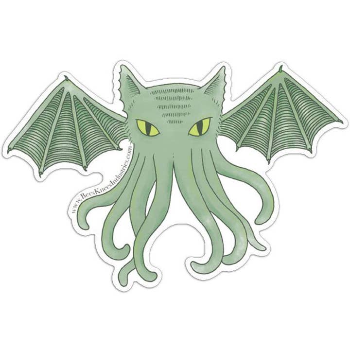 Cat-thulhu vinyl sticker for wholesale by Bee's Knees Industries
