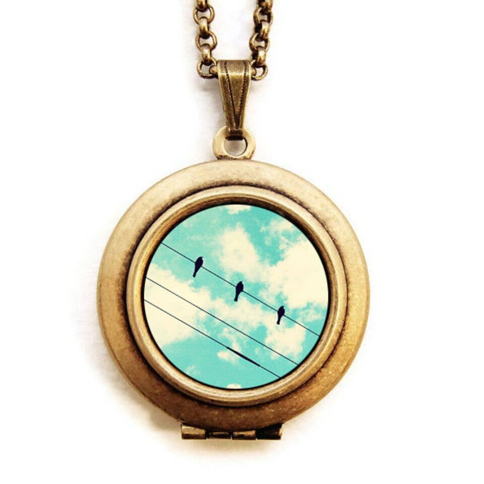 Dearest Mine - Wholesale Locket Necklace - Three Little Birds Photo Locket Necklace0