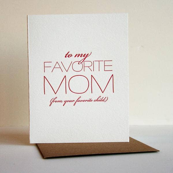 Steel Petal Press - Vente Carte pour la fête des Mères - Favorite Mom - Carte de vœux pour la fête des mères en typographie2