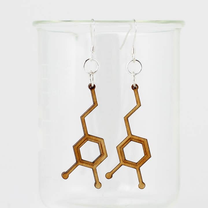 Dopamine Molecule Earrings for wholesale by Sorcery Science