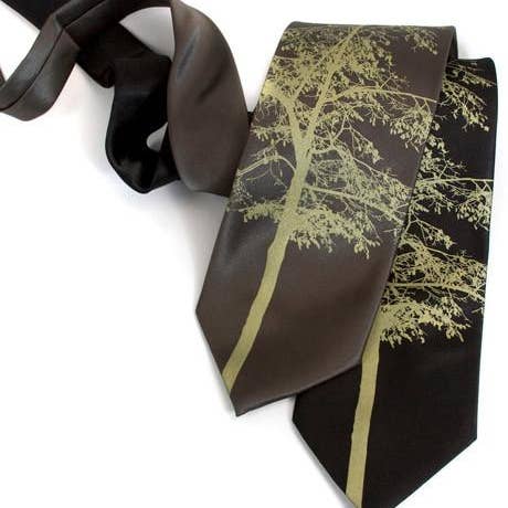 Cyberoptix Tie Lab - Wholesale Necktie - Men's - Aspen Necktie. Tree Silhouette Tie1