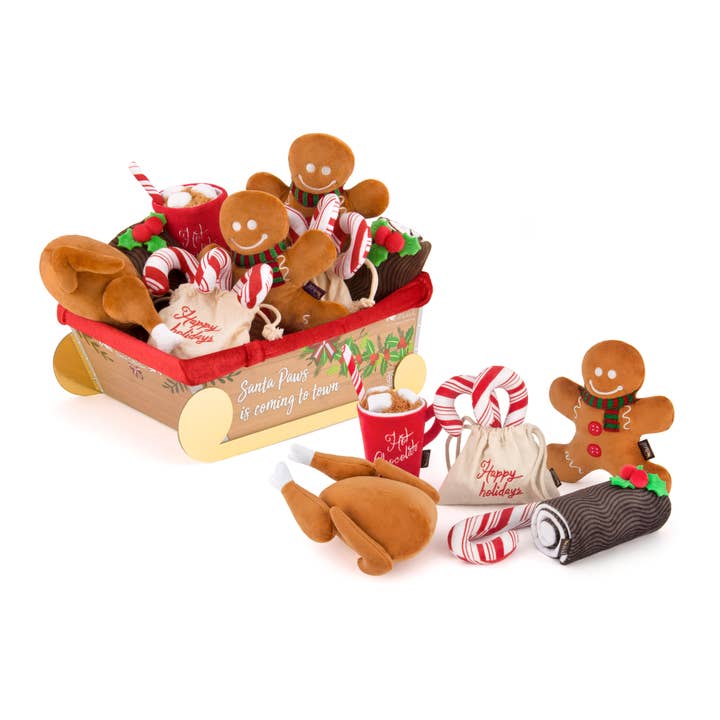 P.L.A.Y. Pet Lifestyle and You - Wholesale Pet Plush Toy - Dog - Holiday Classic 15-pc Set in Santa's Sleigh1