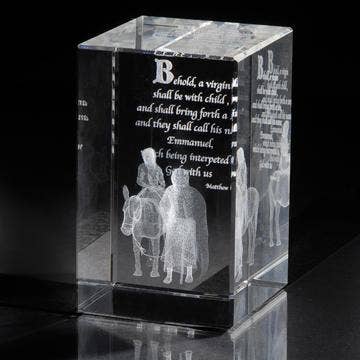 Journey to Bethlehem Crystal Cube for wholesale by Lifebeats Gifts
