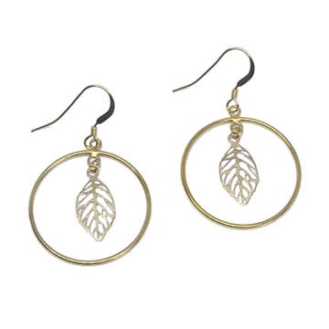 Leaf Hoop Earrings for wholesale by Aina Bloom
