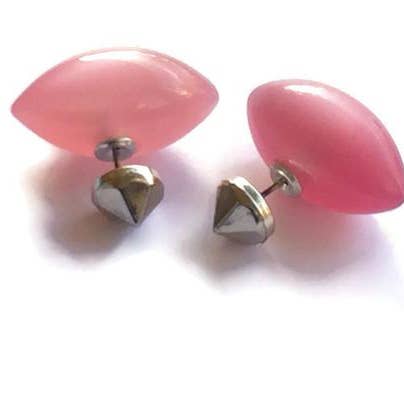 Pewter & Pink Moonglow - Orecchini a punta a 2 lati per la vendita all'ingrosso da parte di Leetie Lovendale