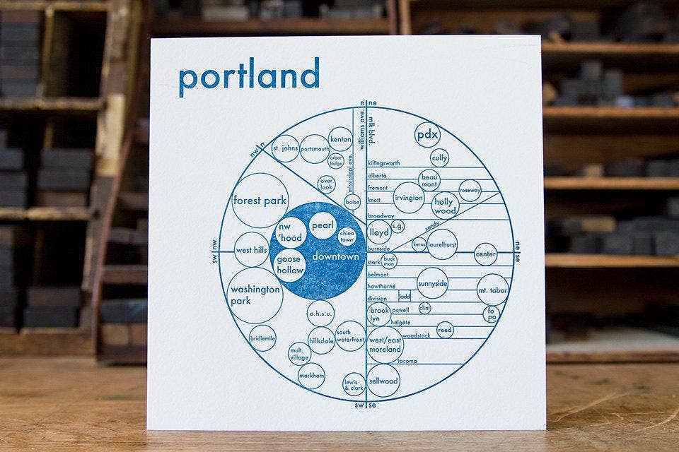 Archie's Press - Wholesale Map - Portland Oregon Map Print1