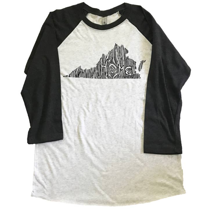 Médio - Camiseta de beisebol raglan unissex Virginia Ingrained State por atacado de Ingrained Apparel