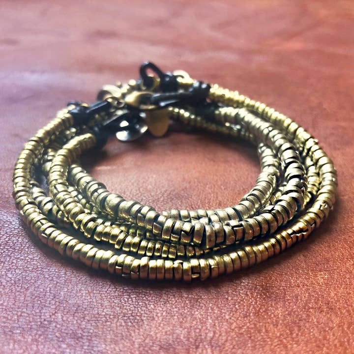 ASTALI - Wholesale Beaded Bracelet - Heishi Bead Bracelet - Brass/Silver Metal Bead Bracelet2