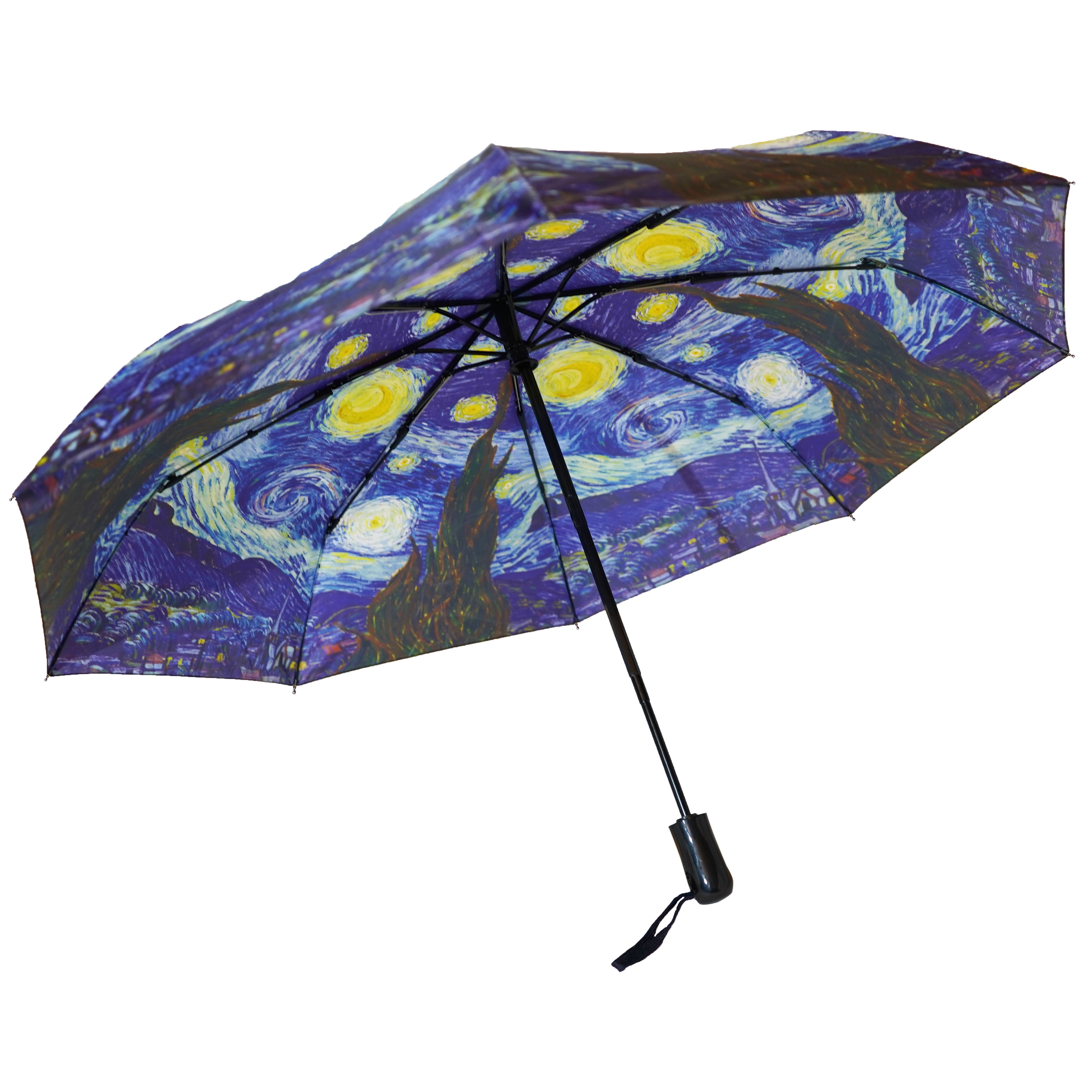 The San Francisco Umbrella Company - Wholesale Umbrella - Unisex - Vincent van Gogh's Starry Night Compact Collapsible Umbrella1