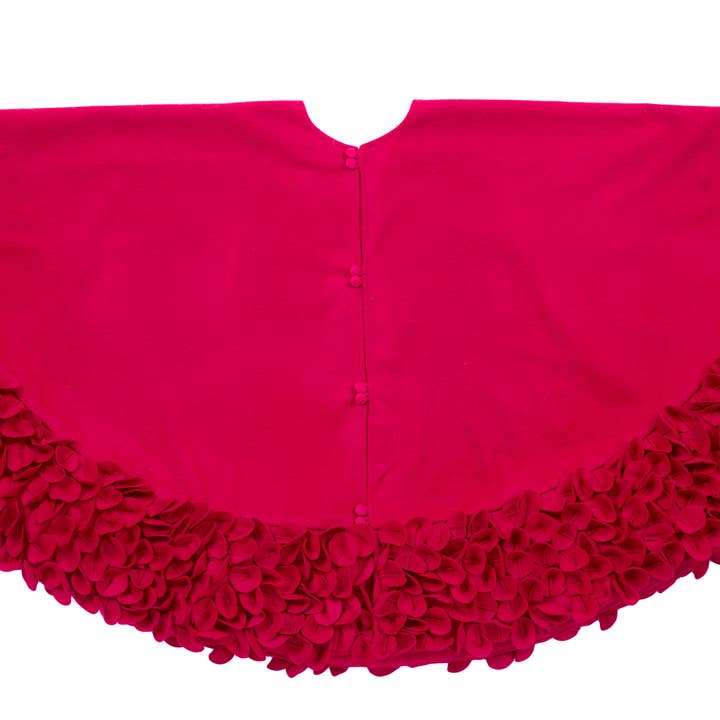 Arcadia Home - Wholesale Tree Skirt - Red Calla Lily Border Christmas Tree Skirt, Wool - 60"