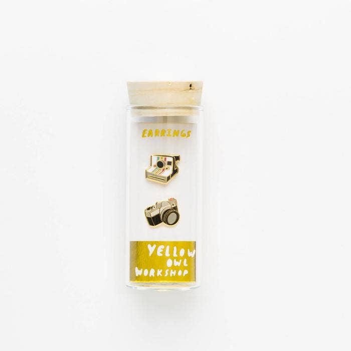 Yellow Owl Workshop - Wholesale Stud/Post Earrings - Cameras Earrings - Gold Polaroid Statement Studs