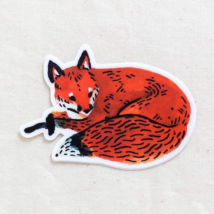 Autocollant en vinyle Motif renard rouge pour la vente par Wildship Studio
