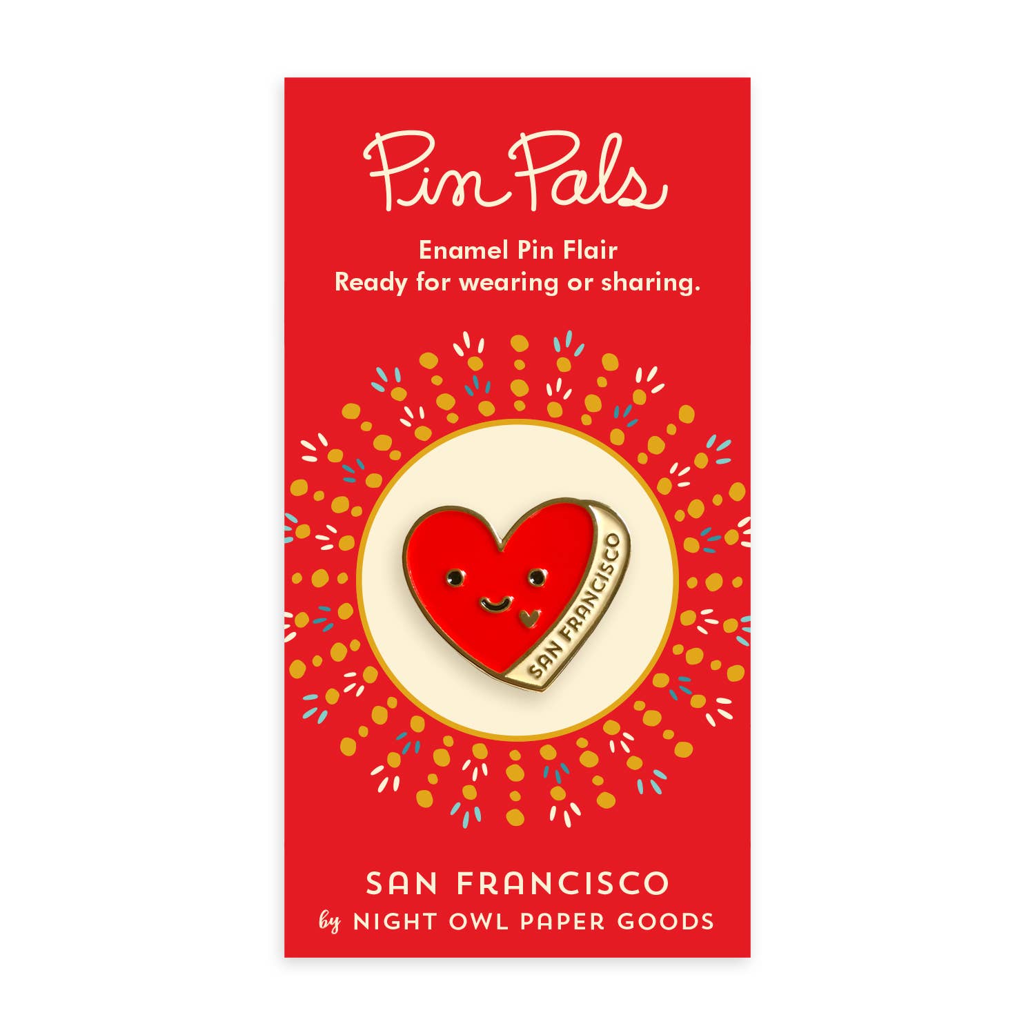 Night Owl Paper Goods - Wholesale Lapel Pin/Button - San Francisco Heart Enamel Pin1